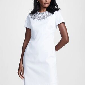 Brooks Brothers Elegant White Dress with Rhinestone Embellishments